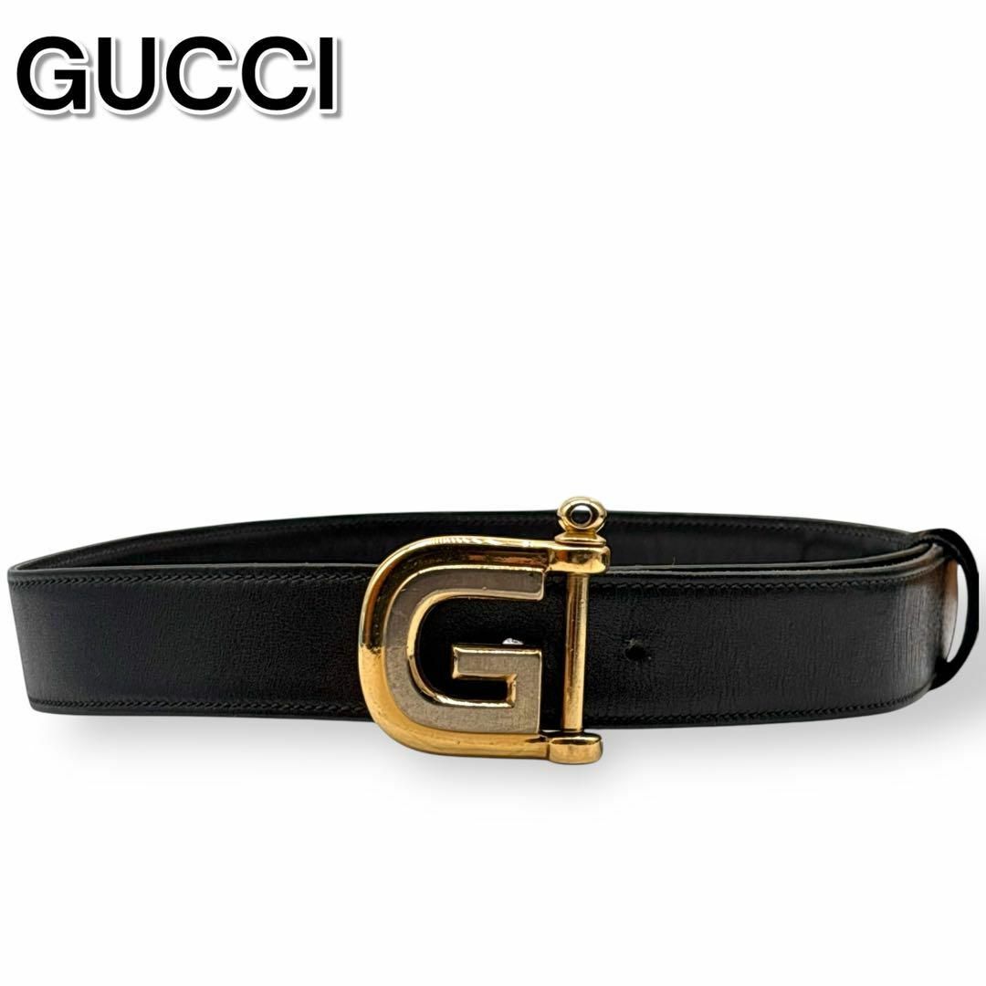 GUCCI - 【希少】OLD GUCCI オールドグッチ ベルト レザー 黒 GUCCI - 【希少】OLD GUCCI オールドグッチ ベルト レザー 黒