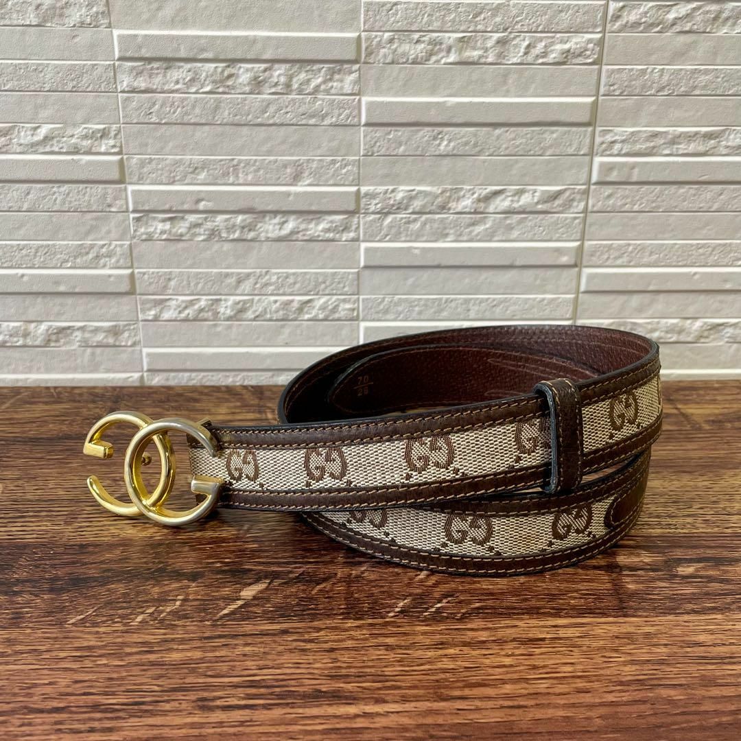 GUCCI - グッチ GGキャンバス レザー ベルト GG バックル GUCCI - グッチ GGキャンバス レザー ベルト GG バックル