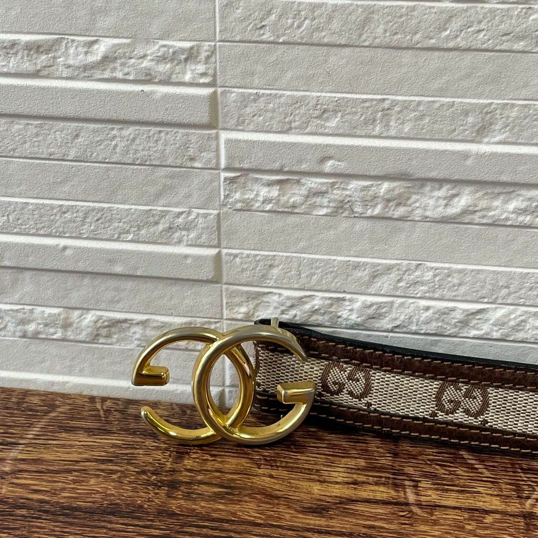 GUCCI - グッチ GGキャンバス レザー ベルト GG バックル GUCCI - グッチ GGキャンバス レザー ベルト GG バックル