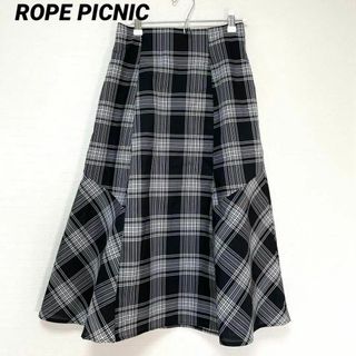ロペピクニック(Rope' Picnic)のROPE PICNIC ロングフレア スカート 38 チェック柄 後ろゴム(ロングスカート)