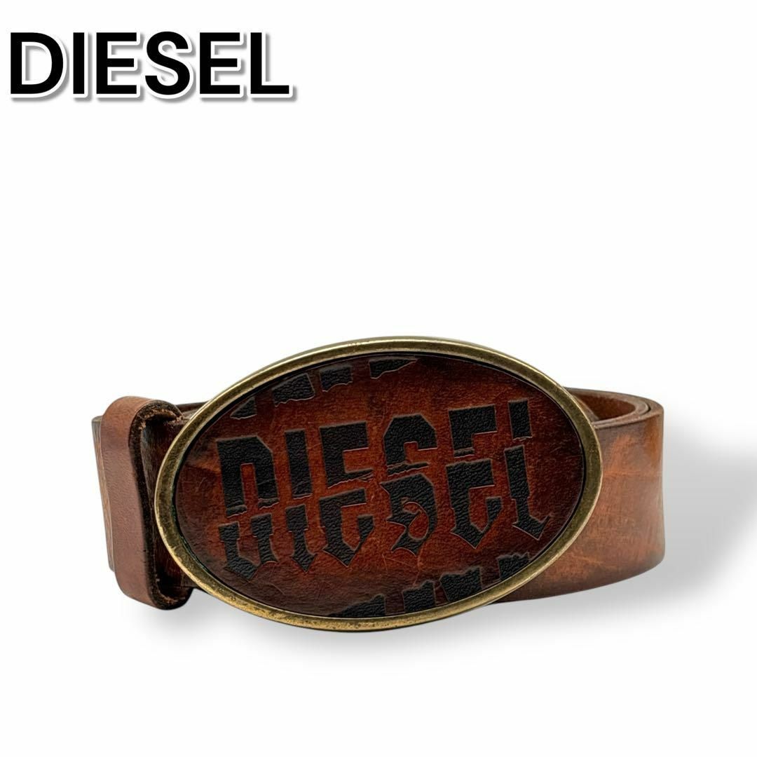 DIESEL - DIESELディーゼル ベルト レザー ブラウン ロゴ DIESEL - DIESELディーゼル ベルト レザー ブラウン ロゴ