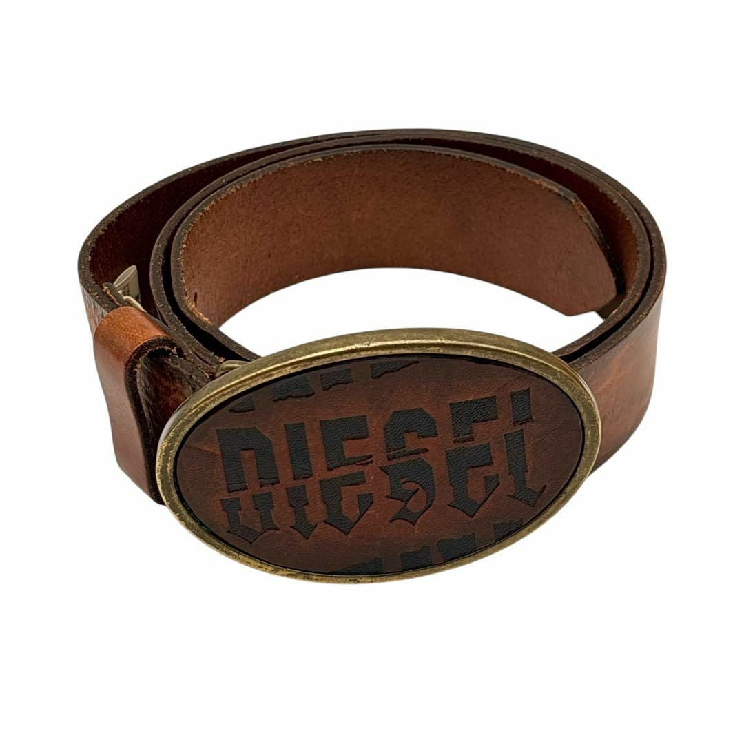 DIESEL - DIESELディーゼル ベルト レザー ブラウン ロゴ DIESEL - DIESELディーゼル ベルト レザー ブラウン ロゴ