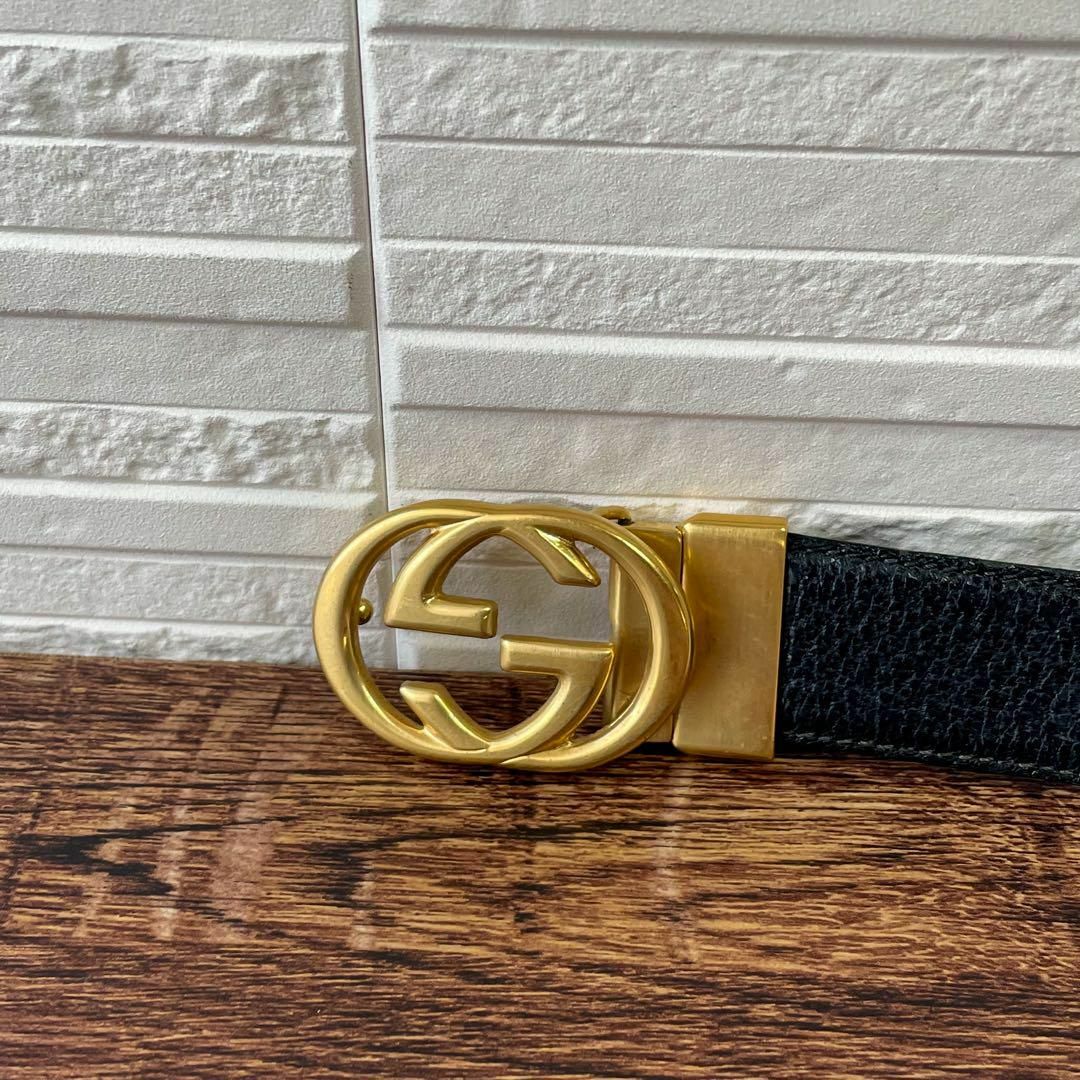 GUCCI - グッチ GG インターロッキング バックル ベルト レザー GUCCI - グッチ GG インターロッキング バックル ベルト レザー