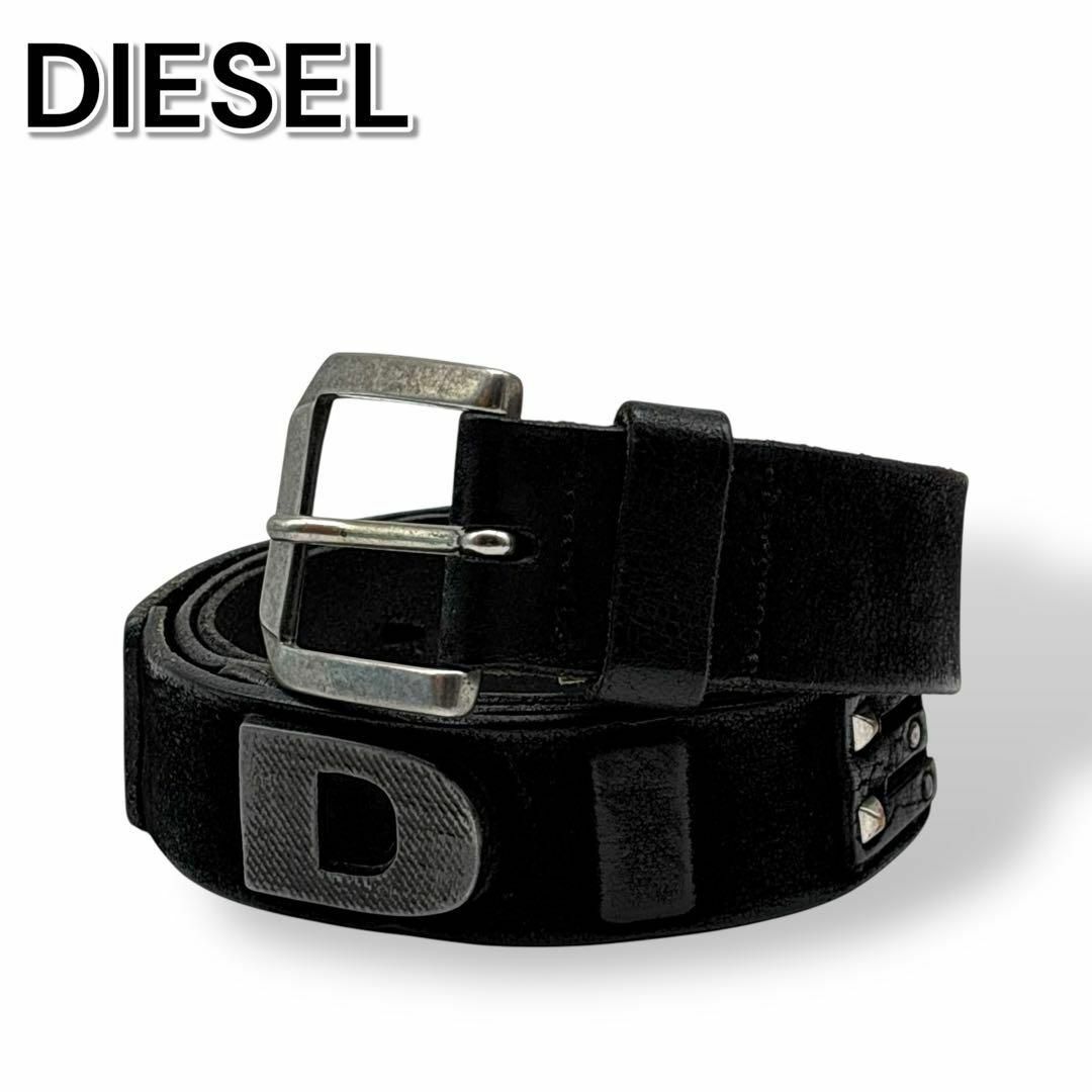 DIESEL - DIESEL ディーゼル ベルト レザー 黒 スタッズ Y2K DIESEL - DIESEL ディーゼル ベルト レザー 黒 スタッズ Y2K
