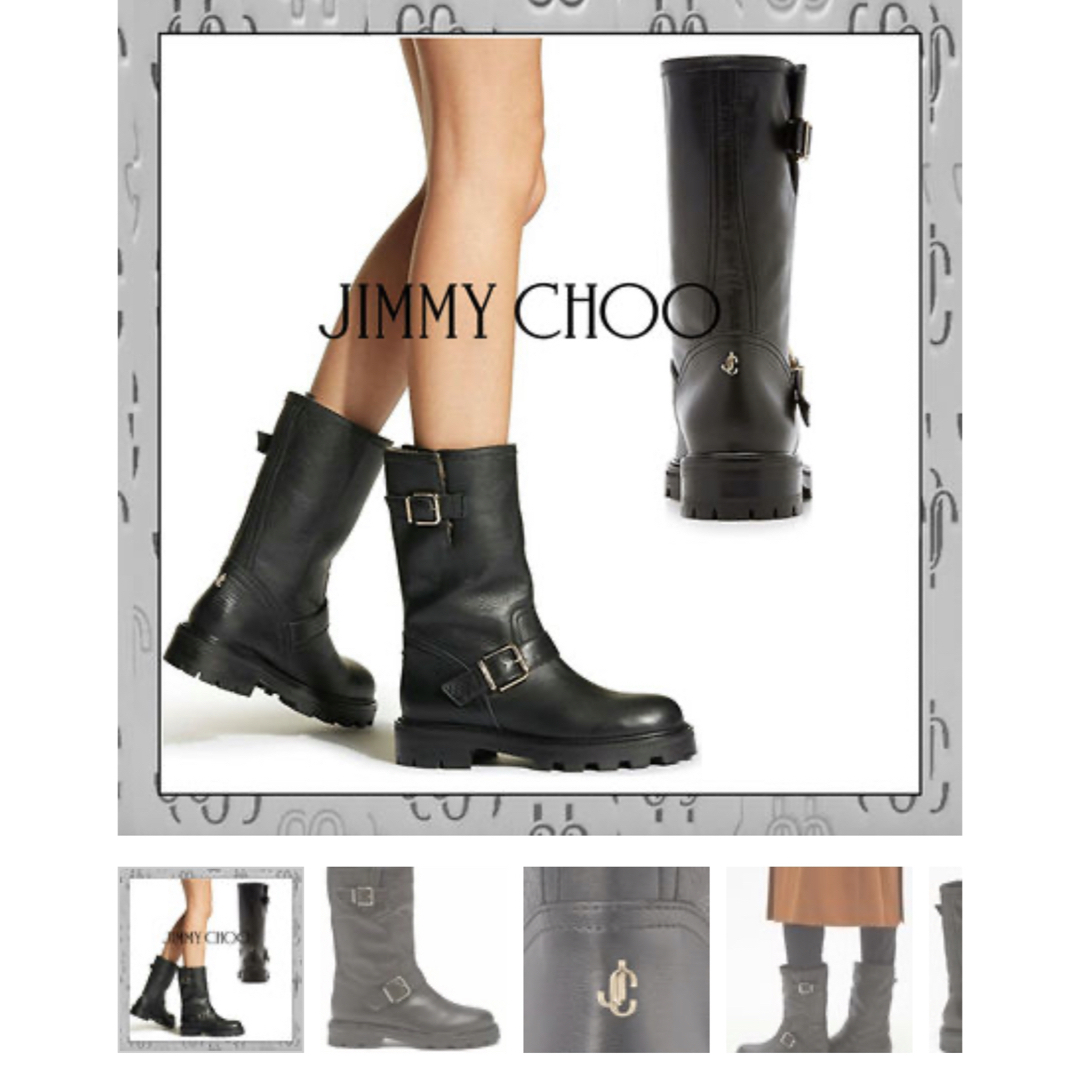 JIMMY CHOO - 🌼JIMMY CHOO BIKER バックルレザーブーツ37🌼の JIMMY CHOO - 🌼JIMMY CHOO BIKER バックルレザーブーツ37🌼の