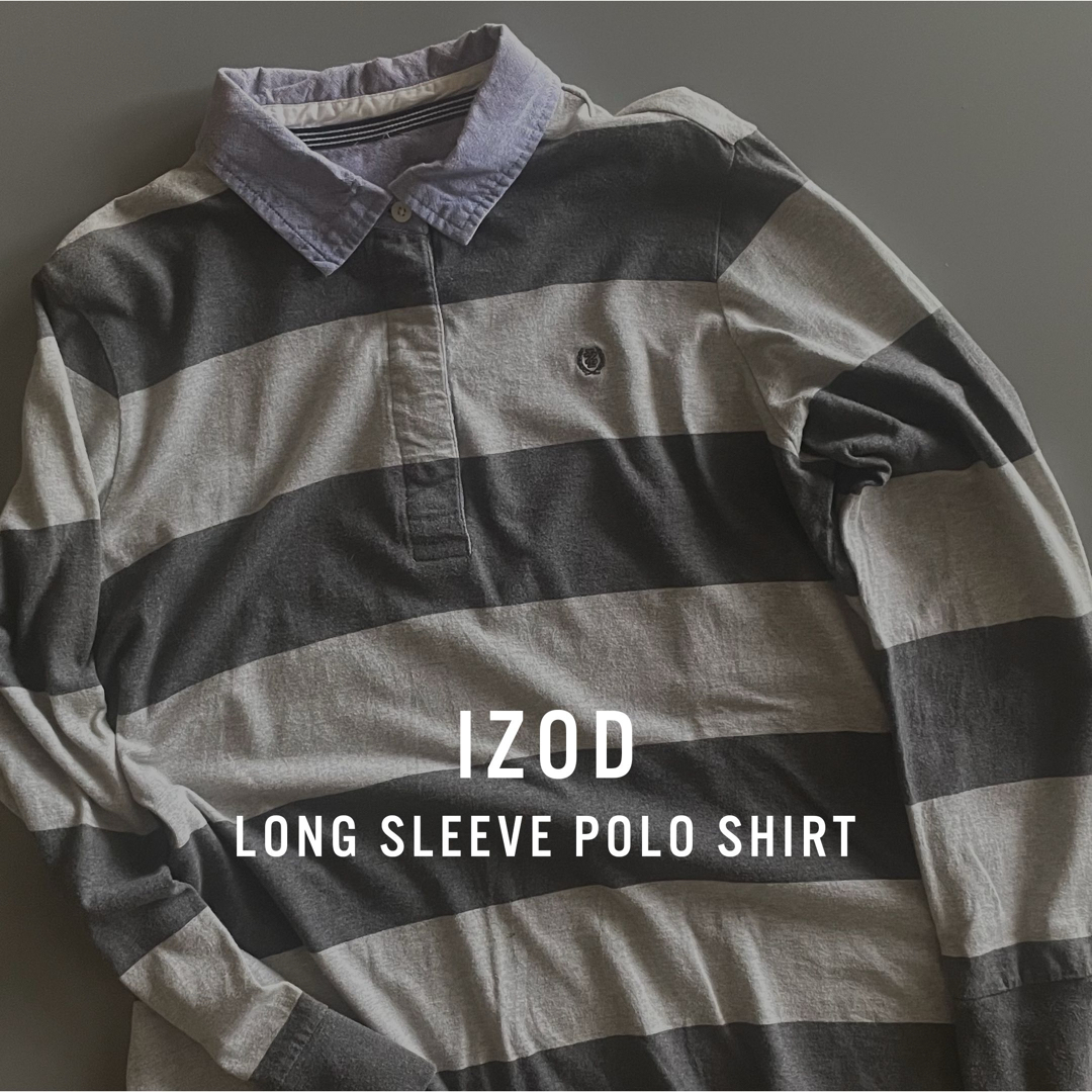 VINTAGE - 古着 IZOD ポロシャツ 長袖 ボーダー OXフォード VINTAGE - 古着 IZOD ポロシャツ 長袖 ボーダー OXフォード