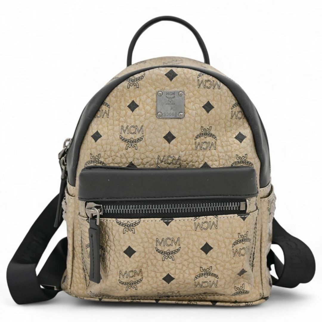 MCM - MCM ミニリュック ロゴ シルバー×スタッズ Bランク MCM - MCM ミニリュック ロゴ シルバー×スタッズ Bランク