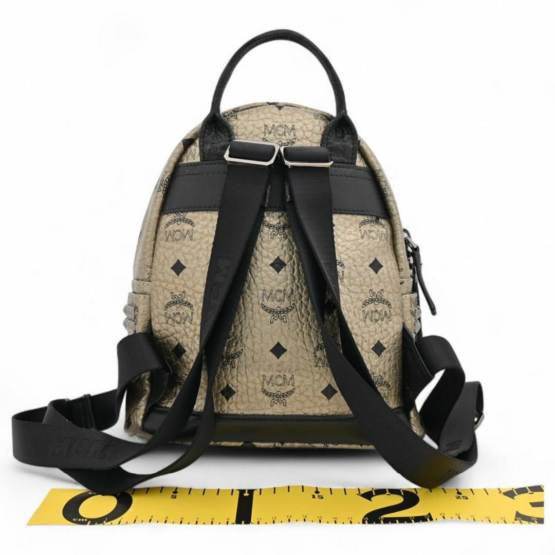 MCM - MCM ミニリュック ロゴ シルバー×スタッズ Bランク MCM - MCM ミニリュック ロゴ シルバー×スタッズ Bランク