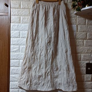 未使用★シワ加工Aラインロングスカート