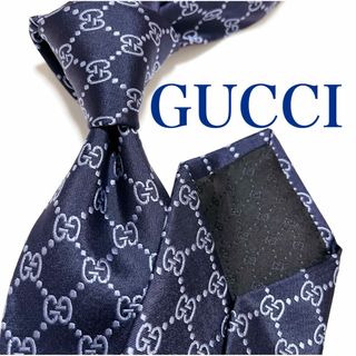 グッチ(GUCCI)の美品 グッチ ネクタイ ハイブランド GG柄 インターロッキング 光沢 希少 紺(ネクタイ)