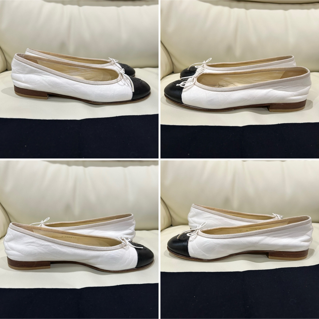 CHANEL - CHANEL バレエシューズ 白 36 バイカラー 23cm CHANEL - CHANEL バレエシューズ 白 36 バイカラー 23cm