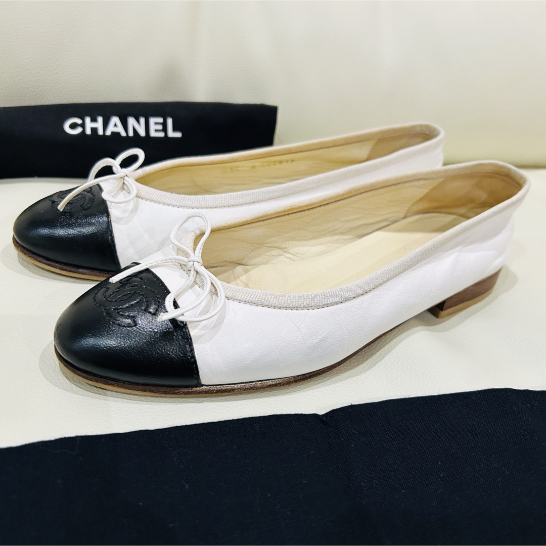 CHANEL - CHANEL バレエシューズ 白 36 バイカラー 23cm CHANEL - CHANEL バレエシューズ 白 36 バイカラー 23cm