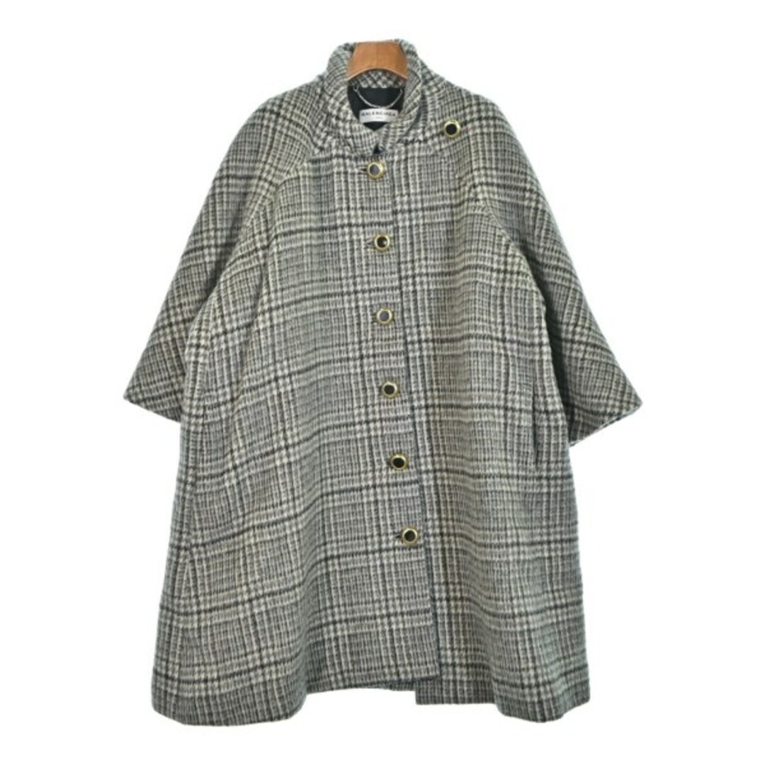 BALENCIAGA - BALENCIAGA コート(その他) 34(XS位) グレーx黒 BALENCIAGA - BALENCIAGA コート(その他) 34(XS位) グレーx黒