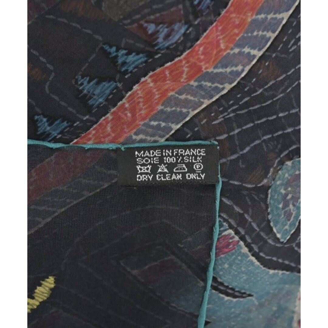 HERMES - HERMES エルメス バンダナ・スカーフ 140 紺xオレンジx HERMES - HERMES エルメス バンダナ・スカーフ 140 紺xオレンジx