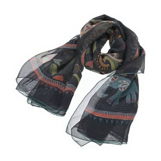 HERMES - HERMES エルメス バンダナ・スカーフ 140 紺xオレンジx HERMES - HERMES エルメス バンダナ・スカーフ 140 紺xオレンジx