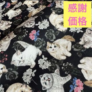 専用　SALE【オリジナル生地】Rose kitten ブラック(生地/糸)