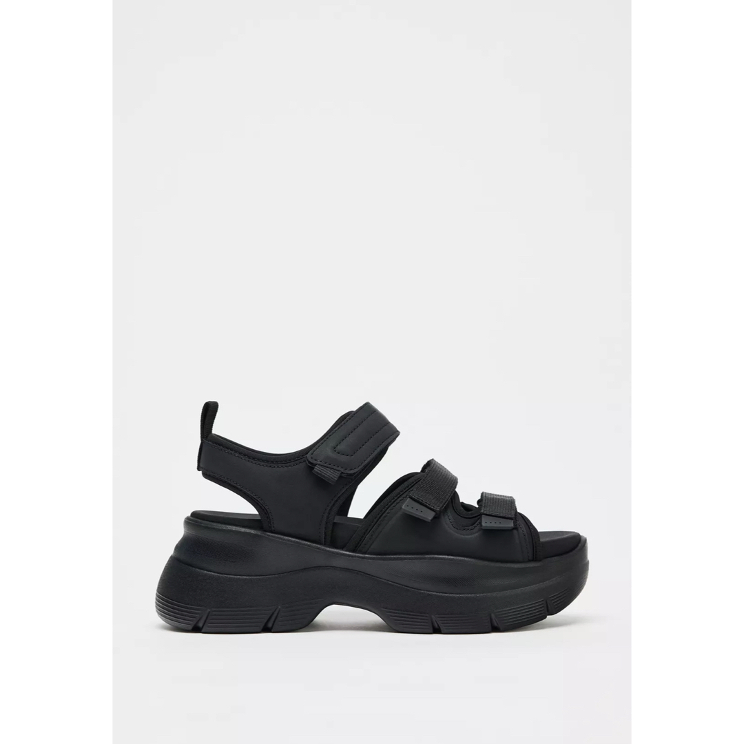 ZARA - ZARA面ファスナーストラッププラットフォームサンダル 36 ZARA - ZARA面ファスナーストラッププラットフォームサンダル 36