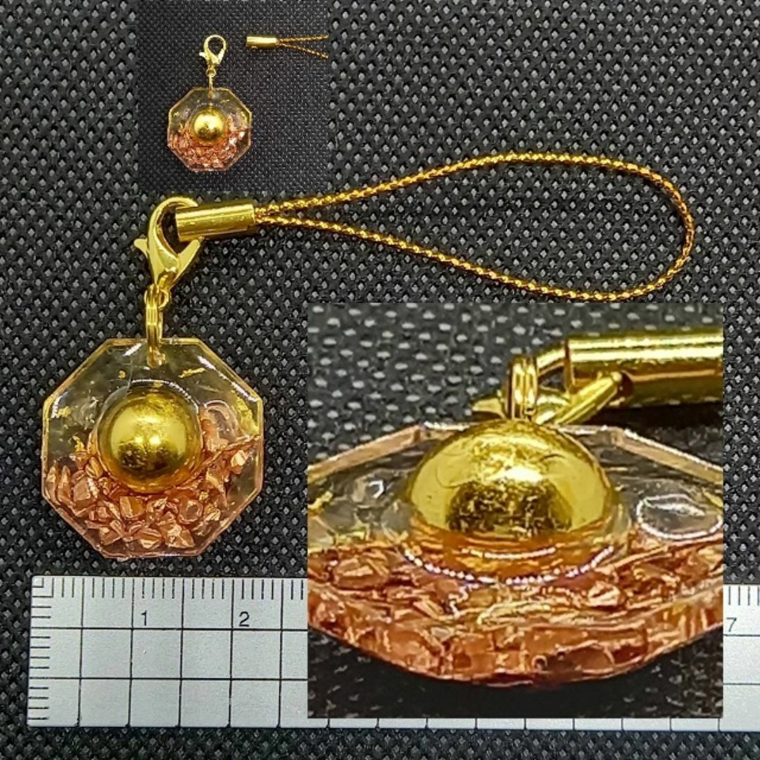 金運風水八角形オルゴナイト 金運60倍ストラップ22mm 金運波動玉 金運風水八角形オルゴナイト 金運60倍ストラップ22mm 金運波動玉
