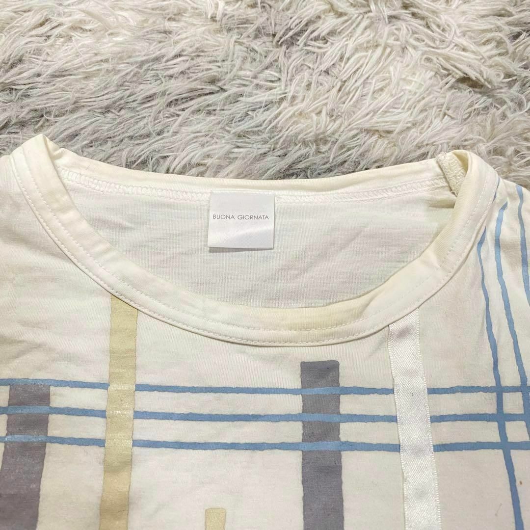 BUONA GIORNATA(ボナジョルナータ)の【BUONA GIORNATA】カットソー　Tシャツ　チェック柄　総柄 レディースのトップス(Tシャツ(半袖/袖なし))の商品写真