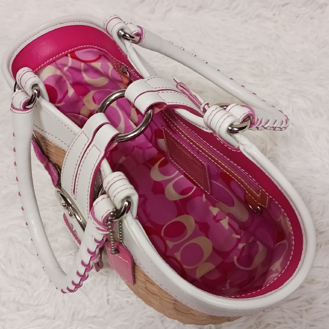 COACH - 【美品】COACH コーチ かごバッグ バタフライストロー COACH - 【美品】COACH コーチ かごバッグ バタフライストロー