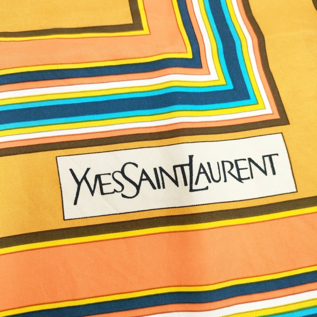 SAINT LAURENT - YVES SAINT LAURENT 柄 大判 スカーフ ネイビー SAINT LAURENT - YVES SAINT LAURENT 柄 大判 スカーフ ネイビー