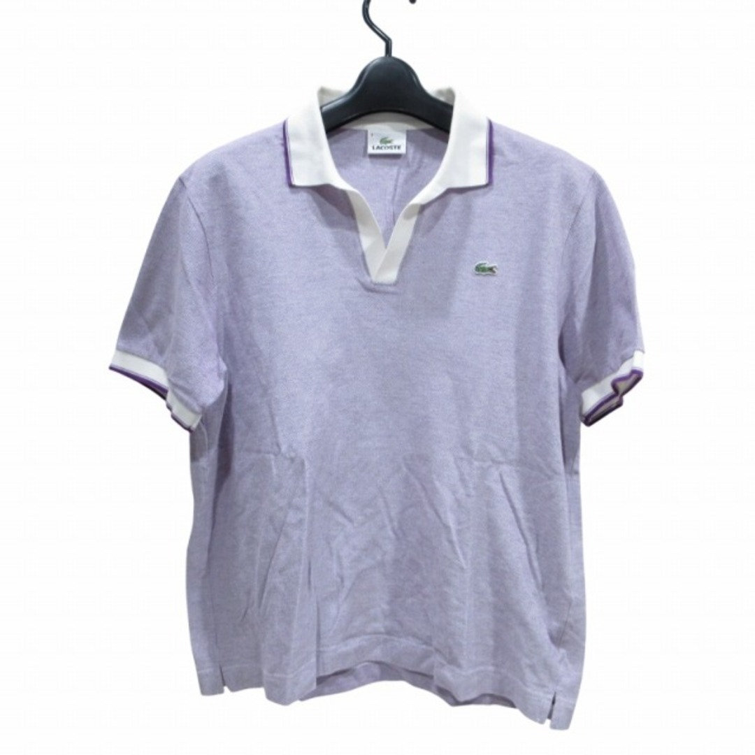 LACOSTE - ラコステ LACOSTE ポロシャツ 切替 ロゴ刺繍 半袖 紫 LACOSTE - ラコステ LACOSTE ポロシャツ 切替 ロゴ刺繍 半袖 紫