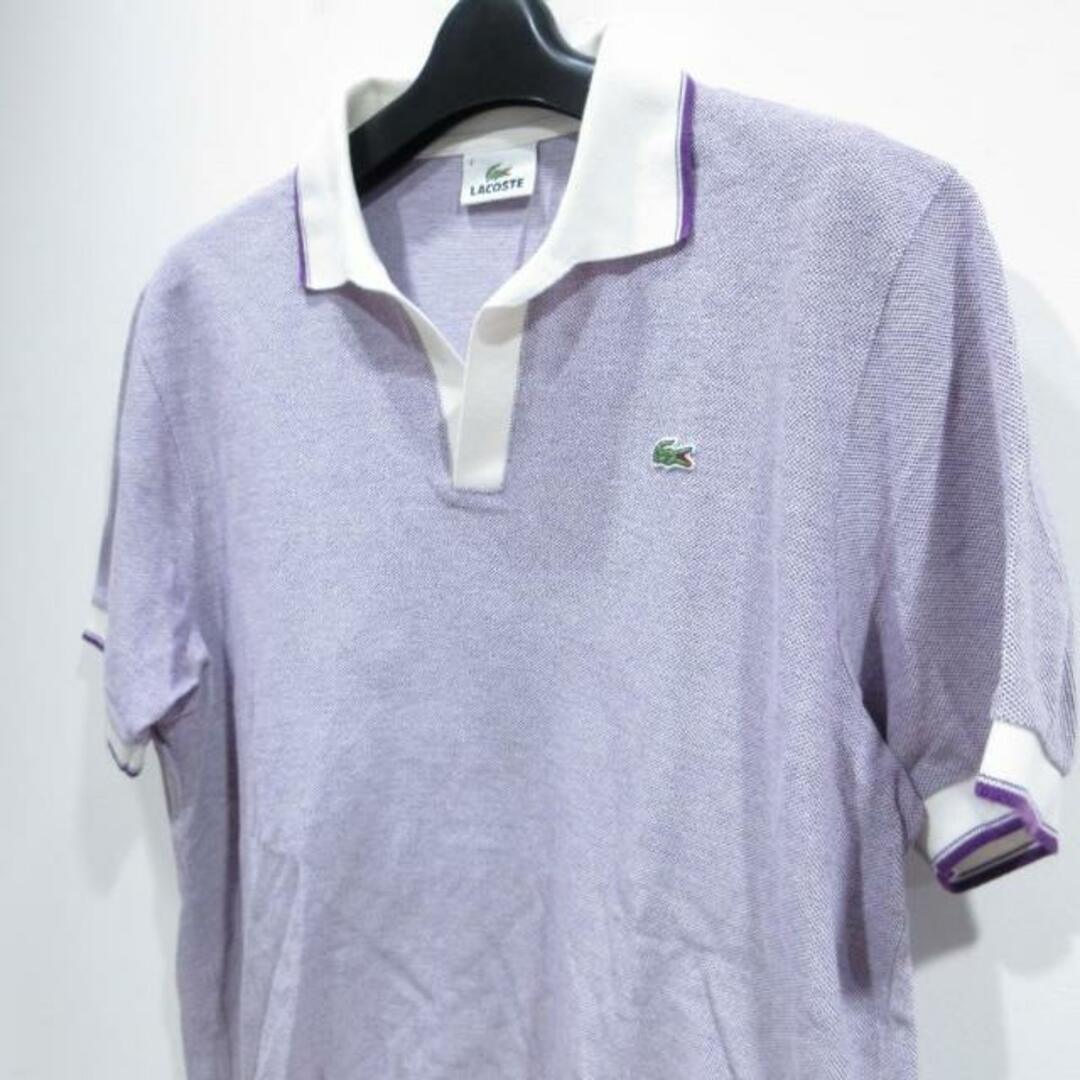 LACOSTE - ラコステ LACOSTE ポロシャツ 切替 ロゴ刺繍 半袖 紫 LACOSTE - ラコステ LACOSTE ポロシャツ 切替 ロゴ刺繍 半袖 紫