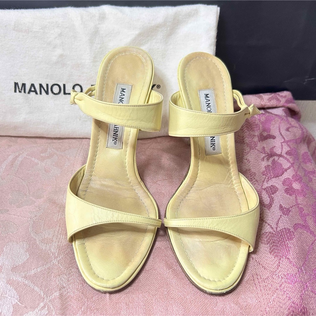 MANOLO BLAHNIK - マノロブラニク 35.5ハーフリボン レザー MANOLO BLAHNIK - マノロブラニク 35.5ハーフリボン レザー