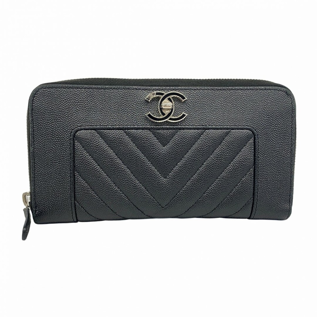 CHANEL - 【5dc4958】シャネル 長財布 Vステッチ キャビアスキン CHANEL - 【5dc4958】シャネル 長財布 Vステッチ キャビアスキン