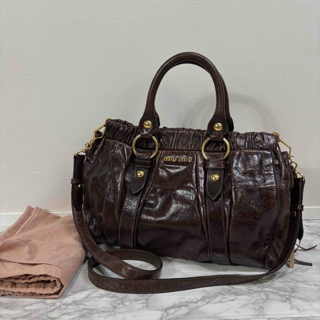 MIU MIU - miu miu vitello lux 2way bag brownの通販 by COCOA MIU MIU - miu miu vitello lux 2way bag brownの通販 by COCOA