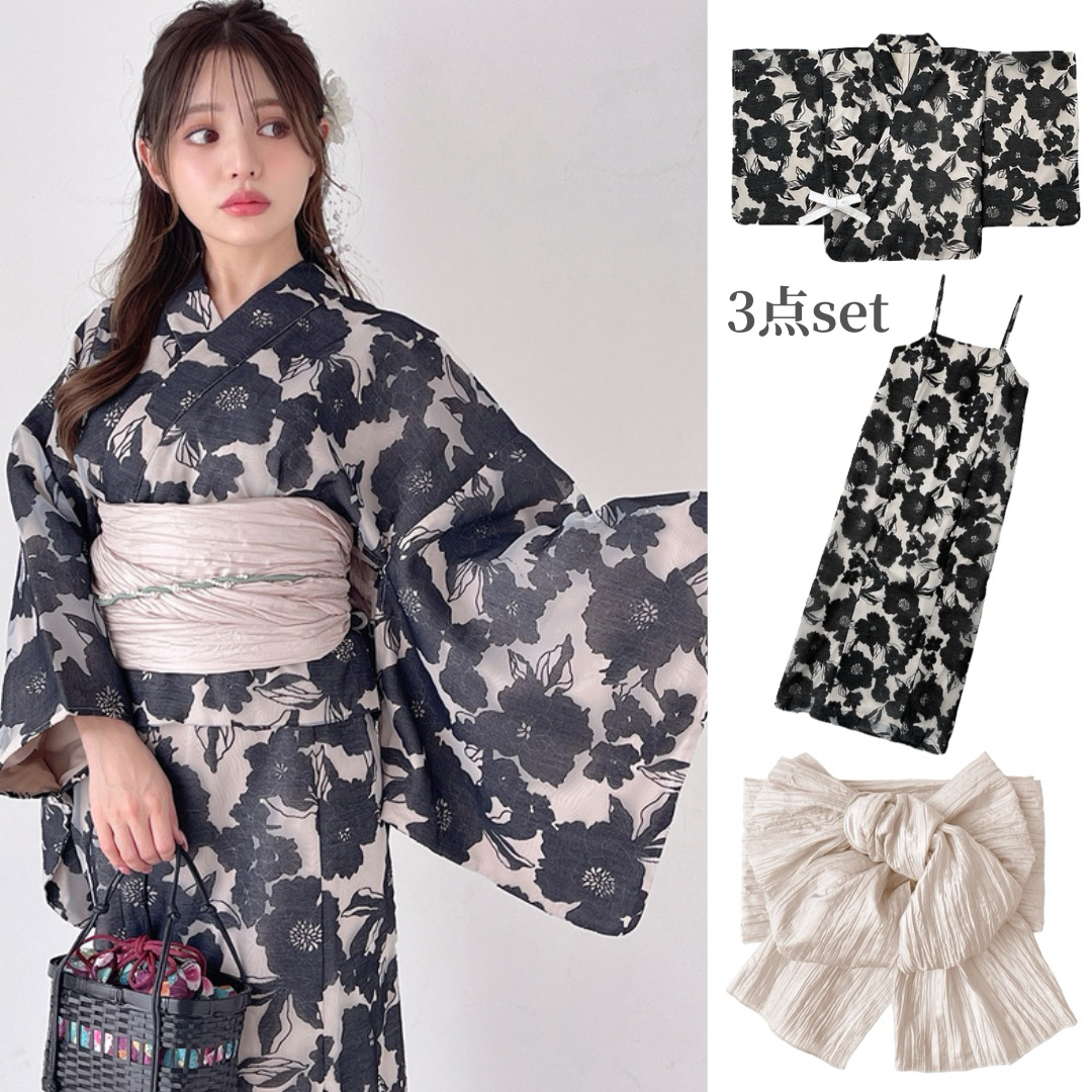 GRL - 2way セパレート浴衣 3点セット◇二部式 ゆかた キャミ GRL - 2way セパレート浴衣 3点セット◇二部式 ゆかた キャミ