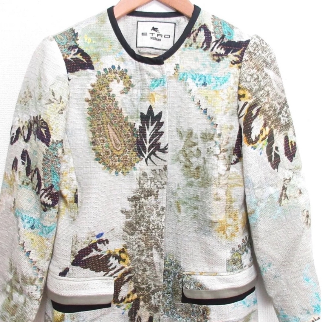 ETRO - 極美品ETRO エトロ ペイズリー柄 キャンバス ノーカラー ETRO - 極美品ETRO エトロ ペイズリー柄 キャンバス ノーカラー