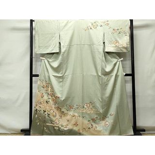 平和屋着物○東京手描友禅 安達雅一 訪問着 駒刺繍 草花文 正絹 平和屋着物○東京手描友禅 安達雅一 訪問着 駒刺繍 草花文 正絹
