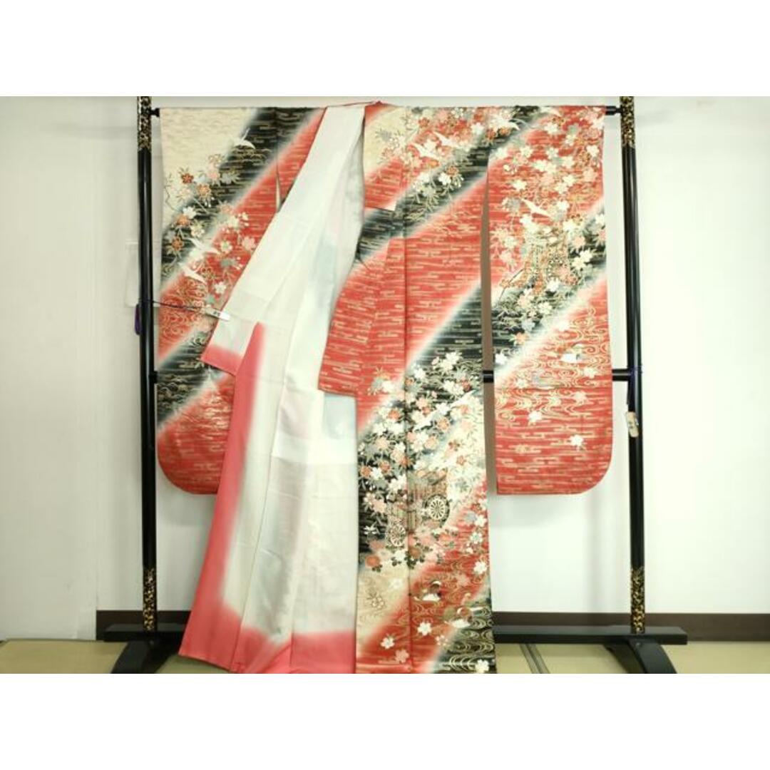 平和屋着物□豪華振袖 鴛鴦御所車花文 暈し染め 金彩 正絹 逸品 平和屋着物□豪華振袖 鴛鴦御所車花文 暈し染め 金彩 正絹 逸品