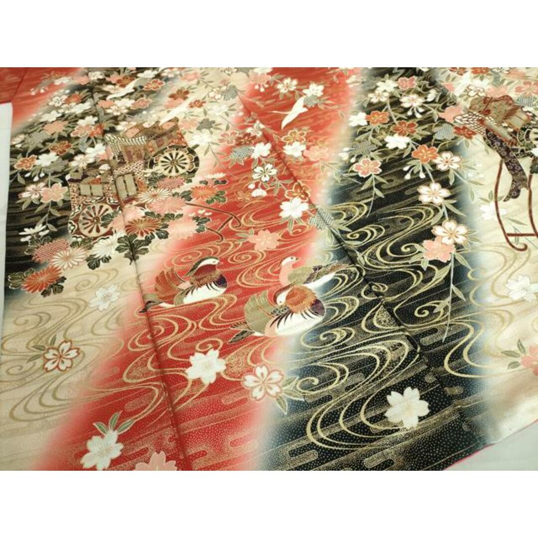 平和屋着物□豪華振袖 鴛鴦御所車花文 暈し染め 金彩 正絹 逸品 平和屋着物□豪華振袖 鴛鴦御所車花文 暈し染め 金彩 正絹 逸品