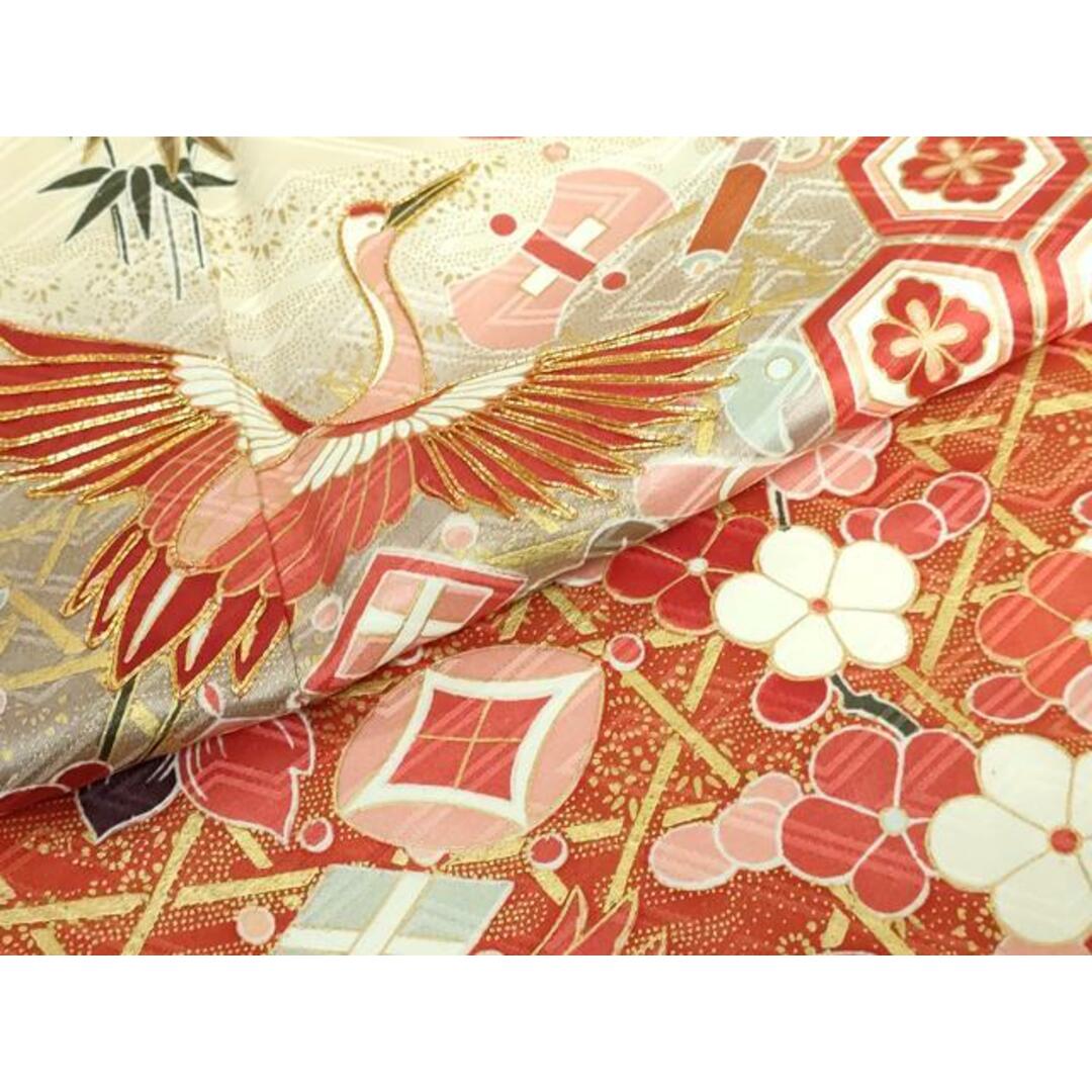 平和屋着物□豪華振袖 駒刺繍 飛鶴吉祥花文 暈し染め 金彩 正絹 平和屋着物□豪華振袖 駒刺繍 飛鶴吉祥花文 暈し染め 金彩 正絹