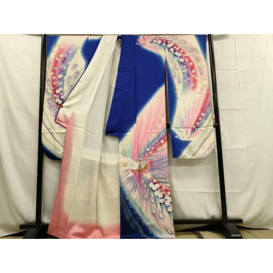 お得セット 平和屋着物□豪華振袖 孔雀花文 ラインストーン 暈し染め 金銀彩 着物・浴衣