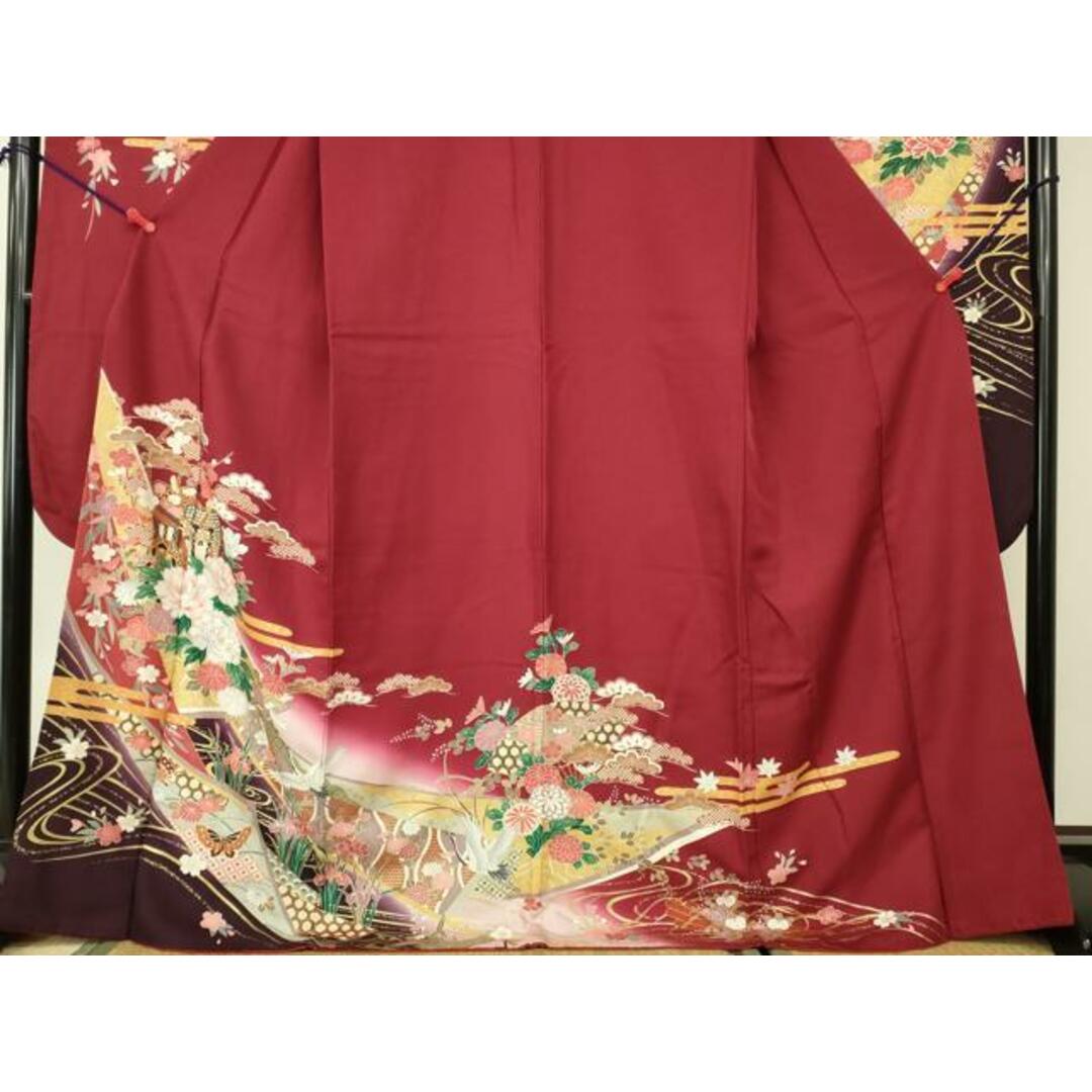 平和屋着物□豪華振袖 御所車花蝶文 飛鶴花松文 暈し染め 金彩 平和屋着物□豪華振袖 御所車花蝶文 飛鶴花松文 暈し染め 金彩