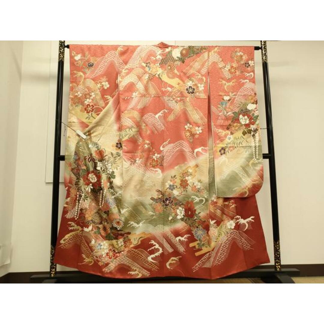 平和屋着物□豪華振袖 駒刺繍 草花文 暈し染め 金彩 正絹 逸品 平和屋着物□豪華振袖 駒刺繍 草花文 暈し染め 金彩 正絹 逸品
