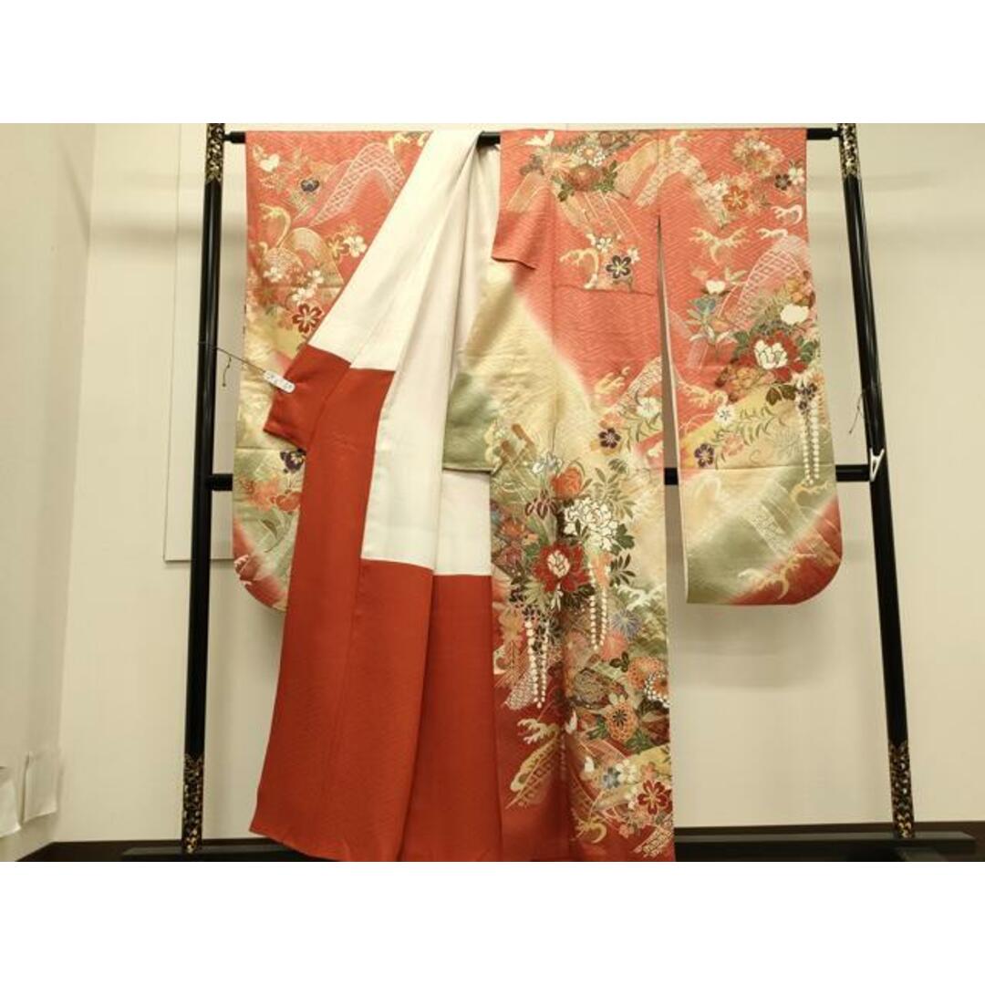 平和屋着物□豪華振袖 駒刺繍 草花文 暈し染め 金彩 正絹 逸品 平和屋着物□豪華振袖 駒刺繍 草花文 暈し染め 金彩 正絹 逸品