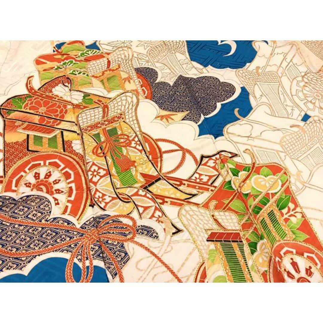 平和屋着物□豪華振袖 駒刺繍 御所車 金彩 正絹 逸品 BAAR9813hv 平和屋着物□豪華振袖 駒刺繍 御所車 金彩 正絹 逸品 BAAR9813hv