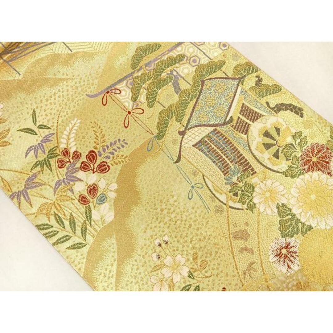 平和屋着物◎六通柄袋帯 御所車花文 金糸 正絹 逸品 CAAO3530ua 平和屋着物◎六通柄袋帯 御所車花文 金糸 正絹 逸品 CAAO3530ua