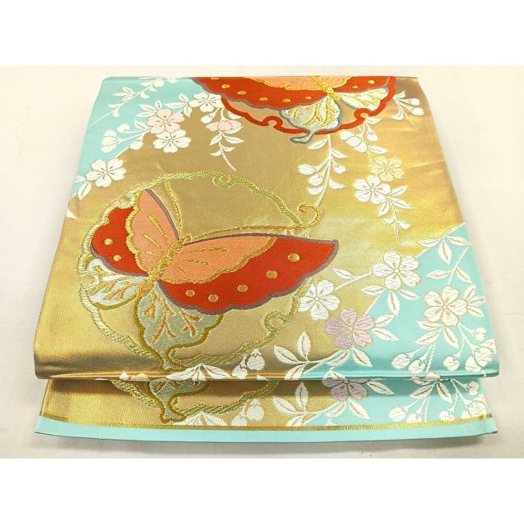 平和屋着物◎六通柄袋帯 唐織 彩蝶雪輪文 金糸 正絹 逸品 平和屋着物◎六通柄袋帯 唐織 彩蝶雪輪文 金糸 正絹 逸品