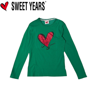 スウィートイヤーズ(SWEET YEARS)のSWEET YEARS グリーン ハートロゴ 長袖Tシャツ(Tシャツ/カットソー(七分/長袖))