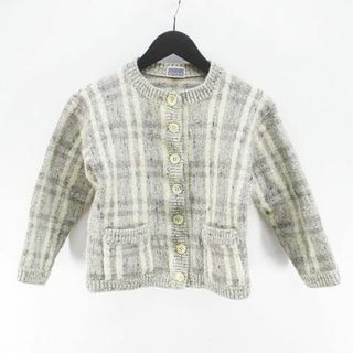 アニオナ(Agnona)のアニオナ チェック柄 長袖 カーディガン ニット 灰系 グレー ポケット ボタン(カーディガン)