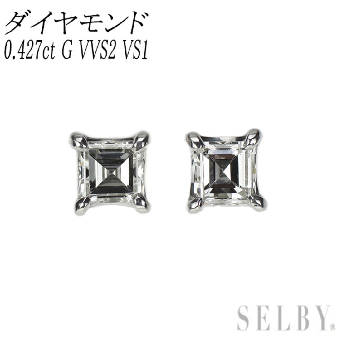 新品 Pt900/ Pt950 スクエアカット ダイヤモンド ピアス 0.427ct 新品 Pt900/ Pt950 スクエアカット ダイヤモンド ピアス 0.427ct