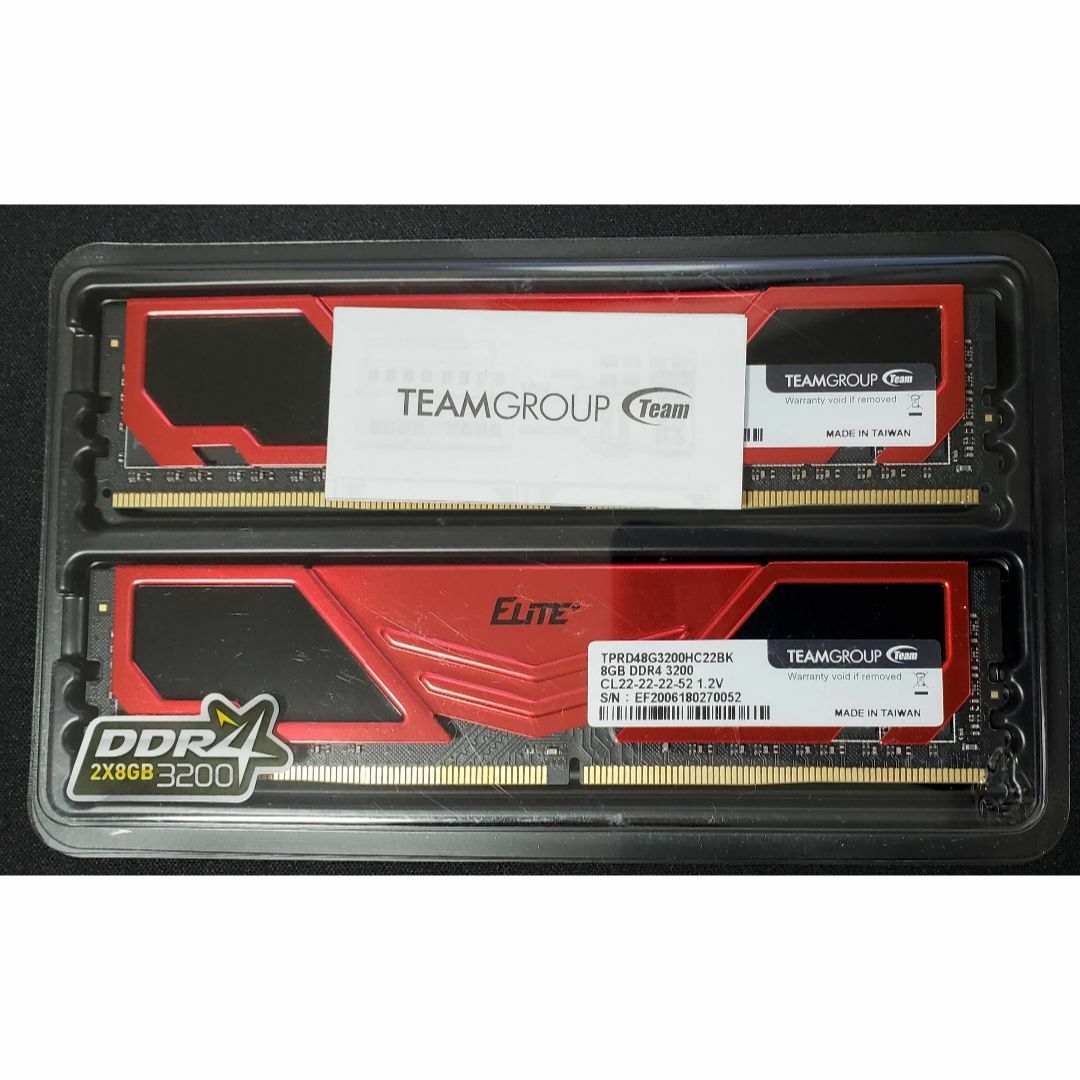 Team DDR4 3200Mhz PC4-25600 8GBx2枚(16GB) スマホ/家電/カメラのPC/タブレット(PCパーツ)の商品写真
