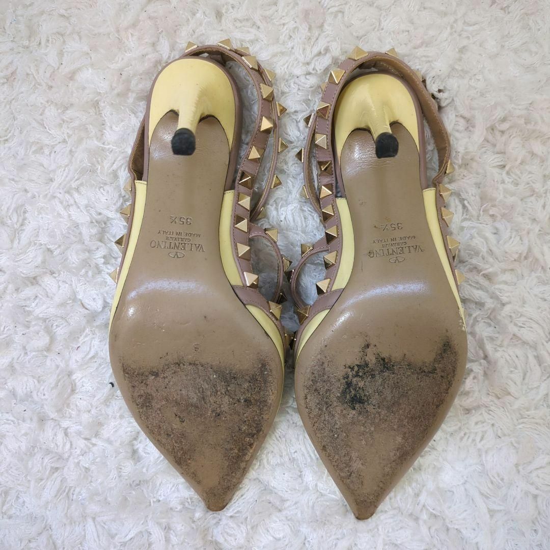 VALENTINO - VALENTINO サンダル ハイヒール スタッズ イエロー VALENTINO - VALENTINO サンダル ハイヒール スタッズ イエロー