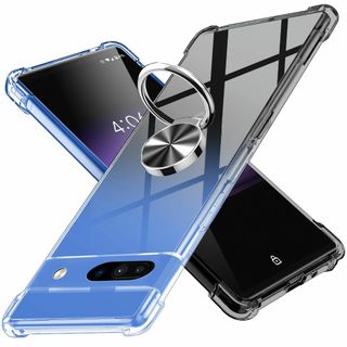 Google Pixel7 Pro ケース リング付き クリア透明 TPU 耐衝(その他)