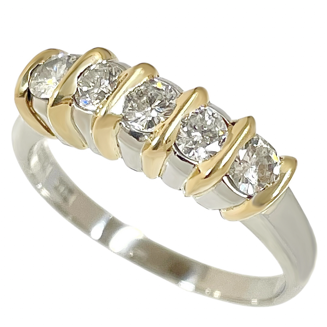 ダイヤモンド 0.56ct Pt900 K18 コンビ ダイヤ リング 指輪の ダイヤモンド 0.56ct Pt900 K18 コンビ ダイヤ リング 指輪の